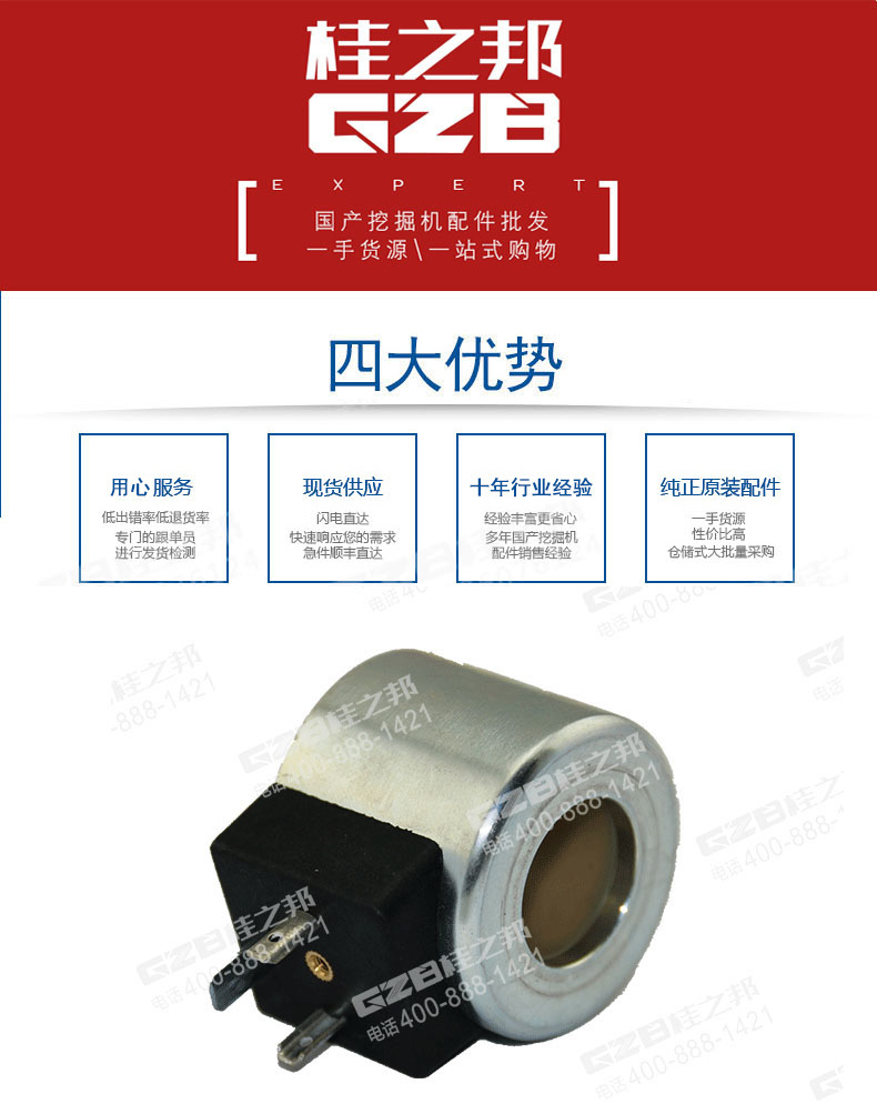 福田雷沃挖掘機電磁閥線圈